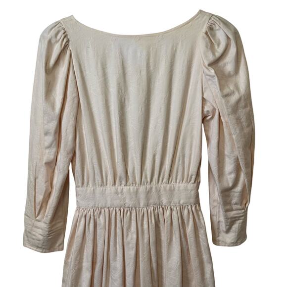 Vintage Eileen West Size 6 Pink 100% Cotton Jacquard Backless Midi Dress - Picture 2 of 8